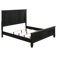Cama Queen con paneles de madera Sandy Beach en color negro