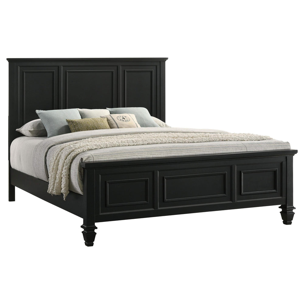 Cama Queen con paneles de madera Sandy Beach en color negro
