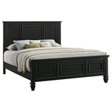 Cama Queen con paneles de madera Sandy Beach en color negro