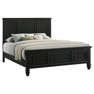 Cama Queen con paneles de madera Sandy Beach en color negro