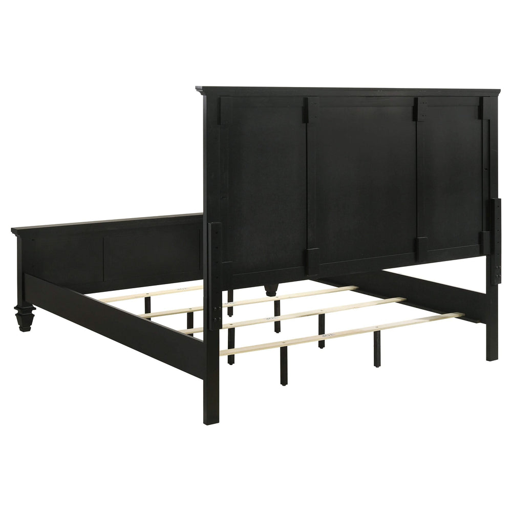 Cama Queen con paneles de madera Sandy Beach en color negro