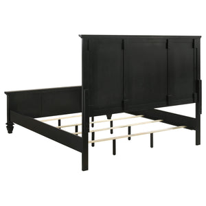 Cama Queen con paneles de madera Sandy Beach en color negro
