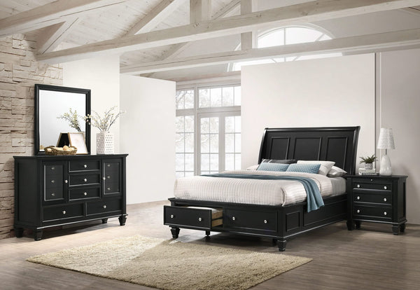 Juego de dormitorio Sandy Beach de 4 piezas tamaño Queen en negro