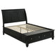 Cama Queen con paneles de almacenamiento de madera Sandy Beach, color negro