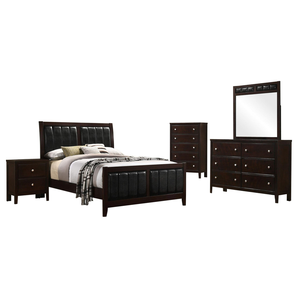Juego de dormitorio completo Carlton de 5 piezas Cappuccino