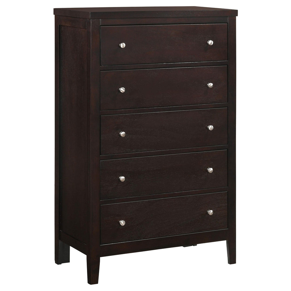 Juego de dormitorio Carlton Eastern King de 5 piezas en color capuchino