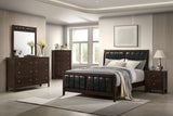 Cama Queen con paneles de madera Carlton color capuchino