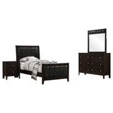 Juego de dormitorio Carlton de 4 piezas con dos camas individuales, color capuchino