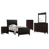 Juego de dormitorio Carlton de 5 piezas con dos camas individuales, color capuchino