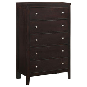 Juego de dormitorio Carlton de 5 piezas con dos camas individuales, color capuchino