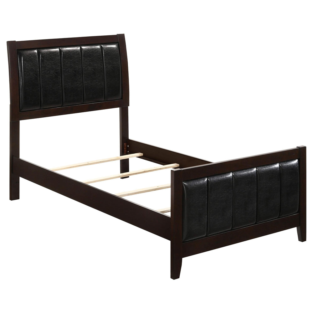Cama individual con paneles de madera Carlton color capuchino