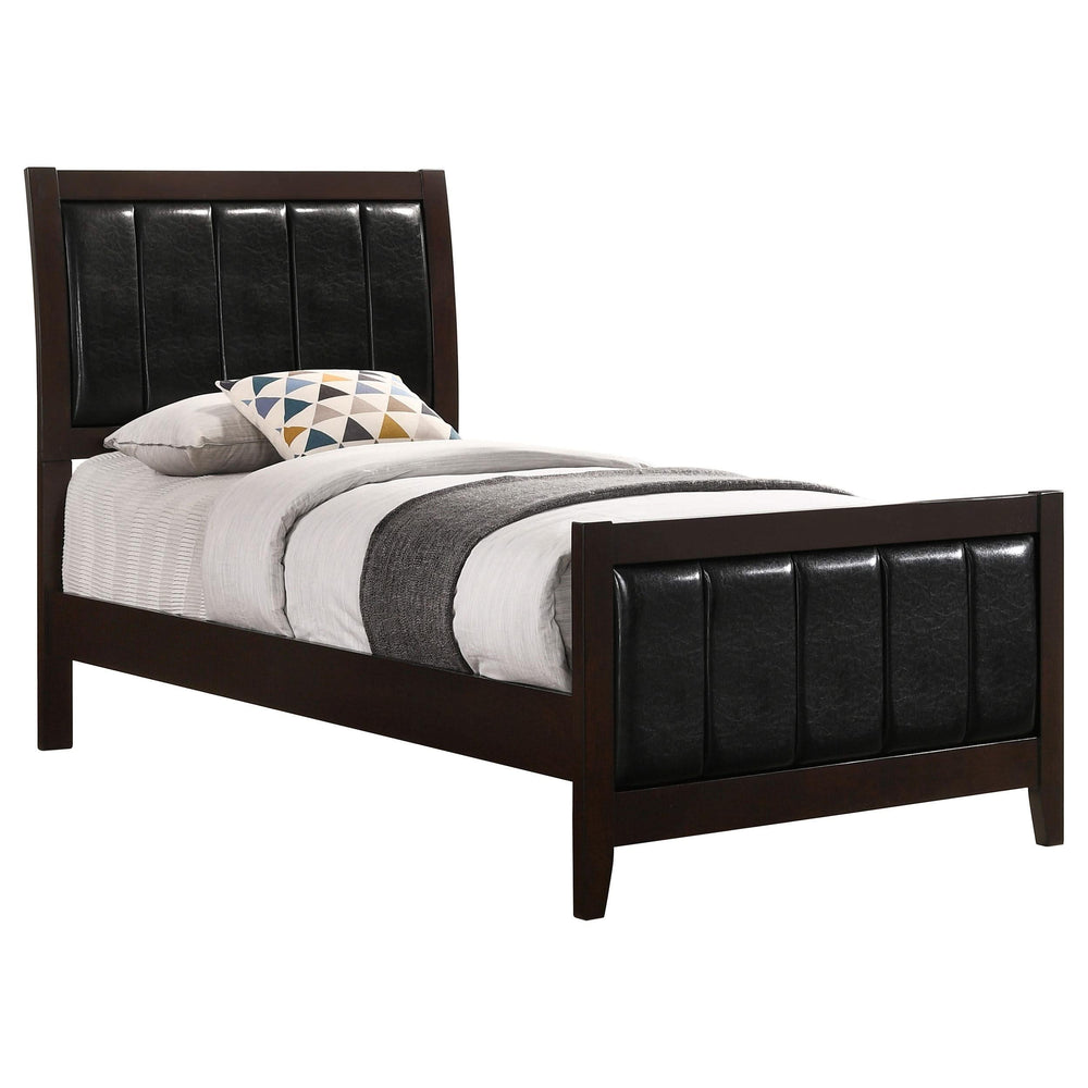 Cama individual con paneles de madera Carlton color capuchino