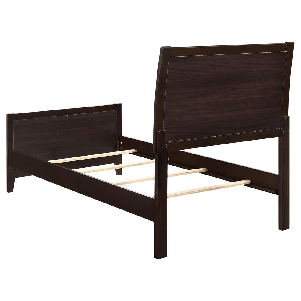Cama individual con paneles de madera Carlton color capuchino