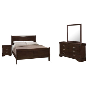 Juego de dormitorio completo de 4 piezas Louis Philippe Cappuccino
