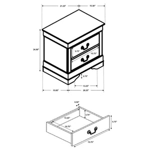 Juego de dormitorio completo de 4 piezas Louis Philippe Cappuccino