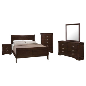 Juego de dormitorio completo de 5 piezas Louis Philippe Cappuccino
