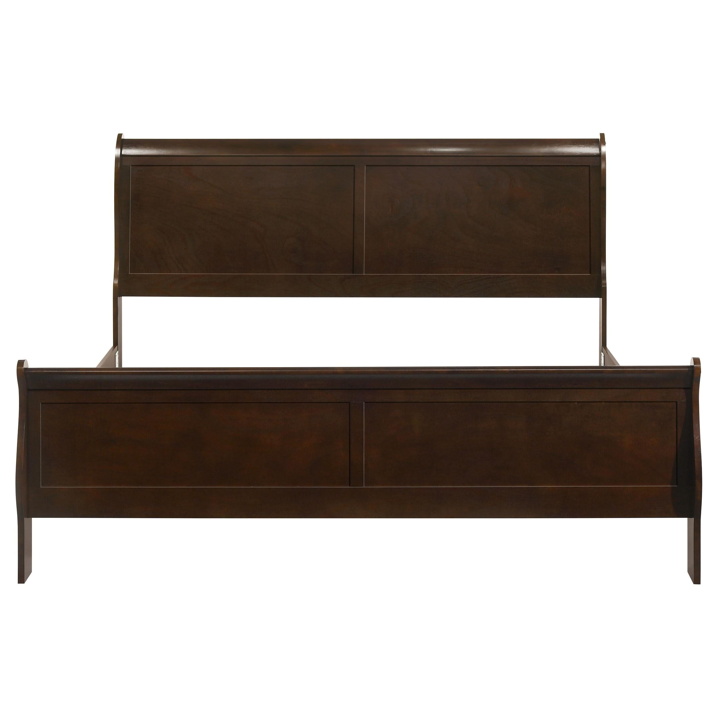 Louis Philippe Wood Eastern King Sleigh Bed Cappuccino