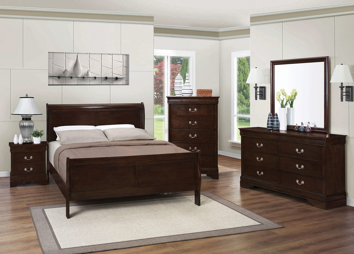 Juego de dormitorio Louis Philippe de 5 piezas Queen Cappuccino