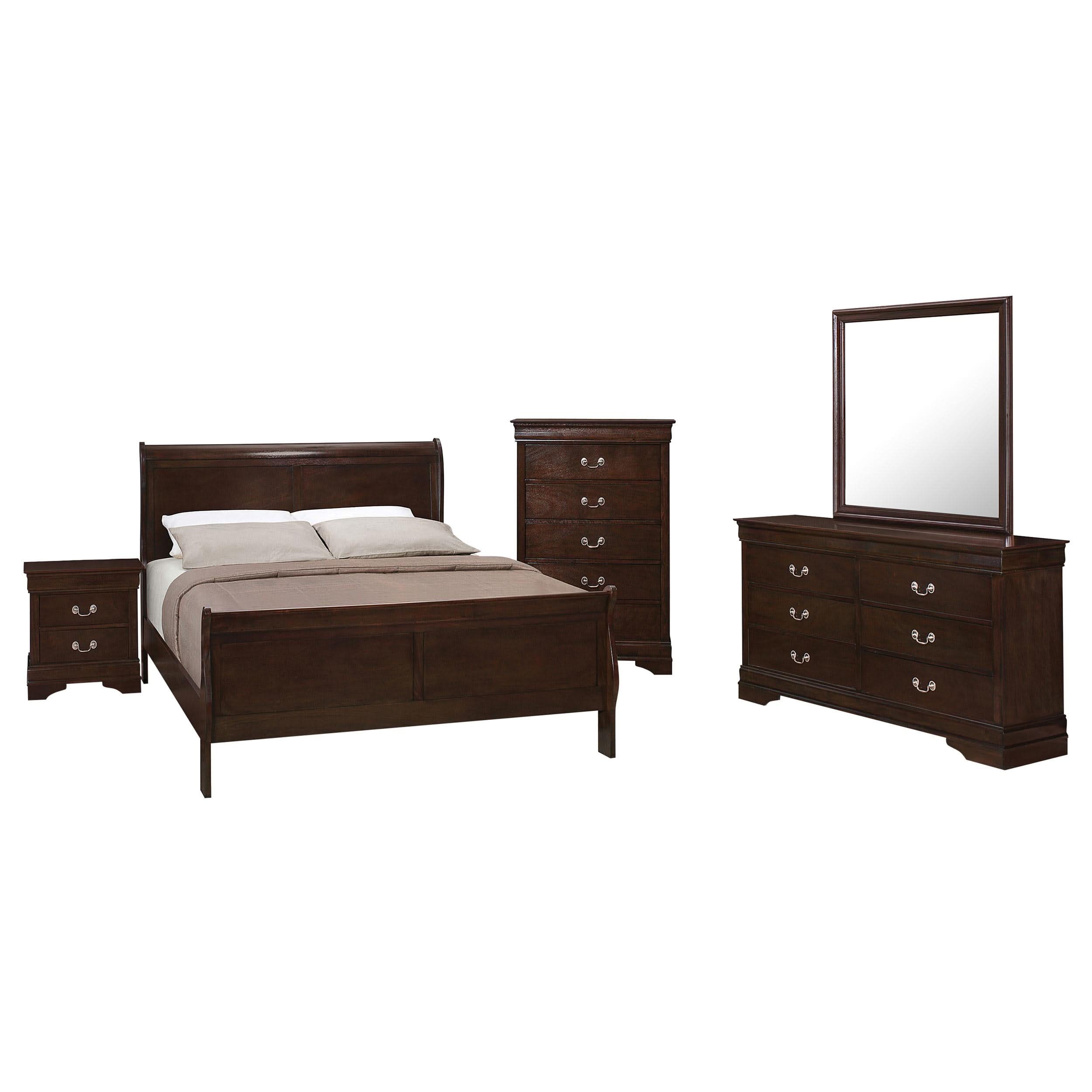 Juego de dormitorio Louis Philippe de 5 piezas Queen Cappuccino