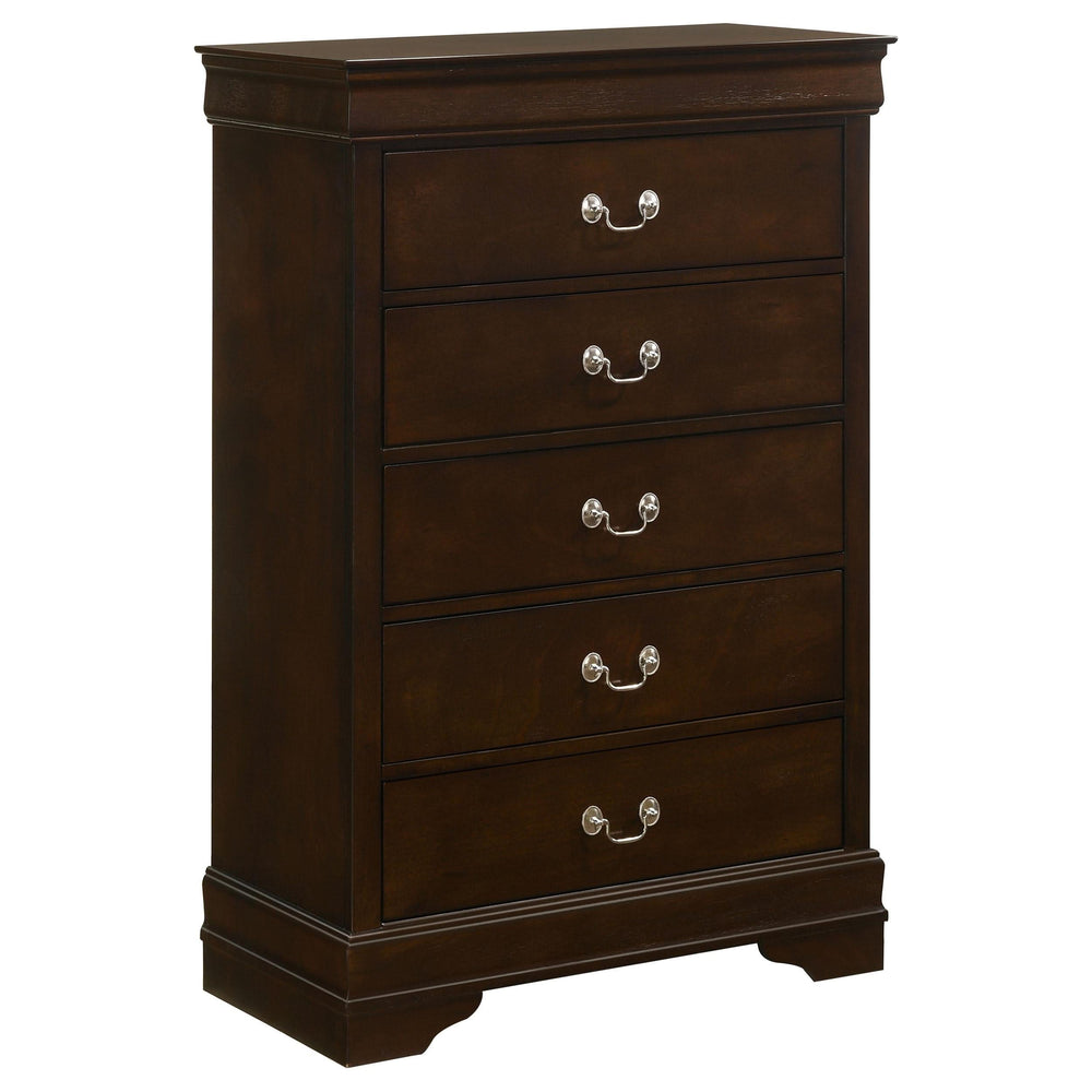 Juego de dormitorio Louis Philippe de 5 piezas Queen Cappuccino
