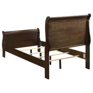 Juego de dormitorio Louis Philippe de 4 piezas con dos camas individuales en color capuchino
