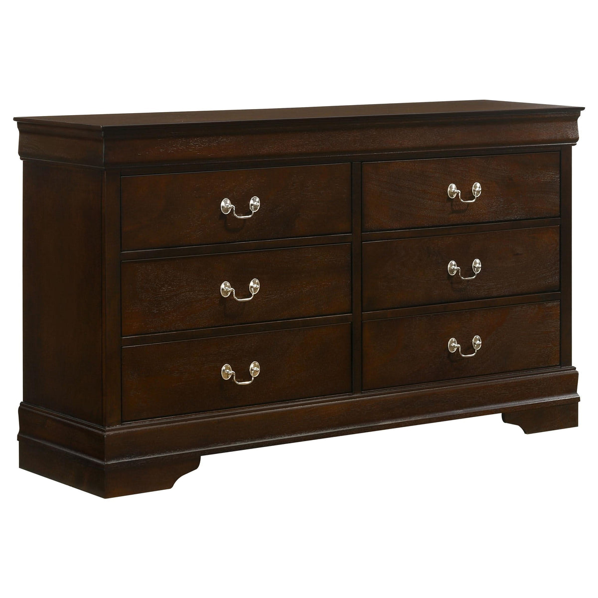 Juego de dormitorio Louis Philippe de 5 piezas con dos camas individuales en color capuchino