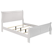 Cama Louis Philippe de 119 cm con paneles tipo trineo, color blanco