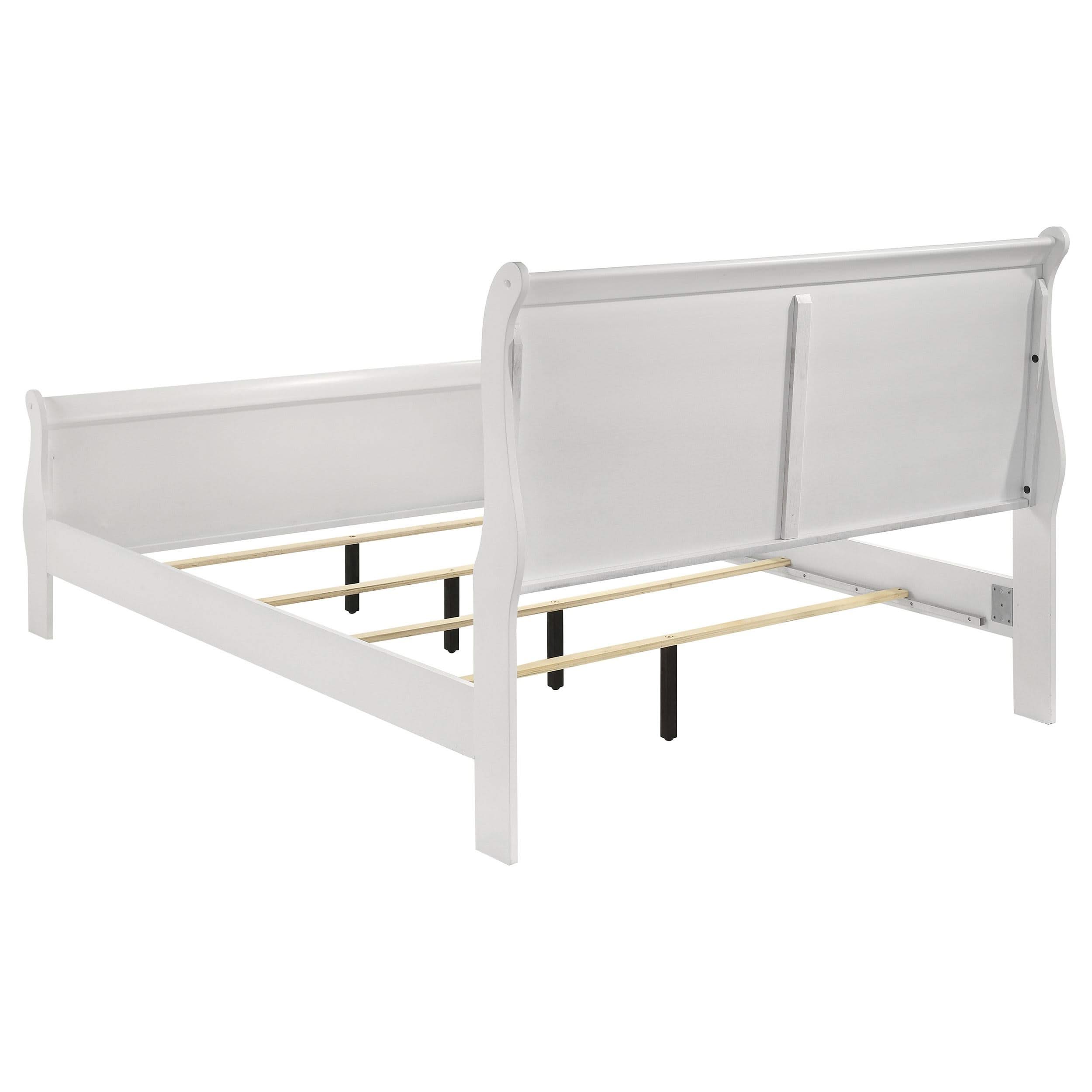Cama Louis Philippe de 119 cm con paneles tipo trineo, color blanco