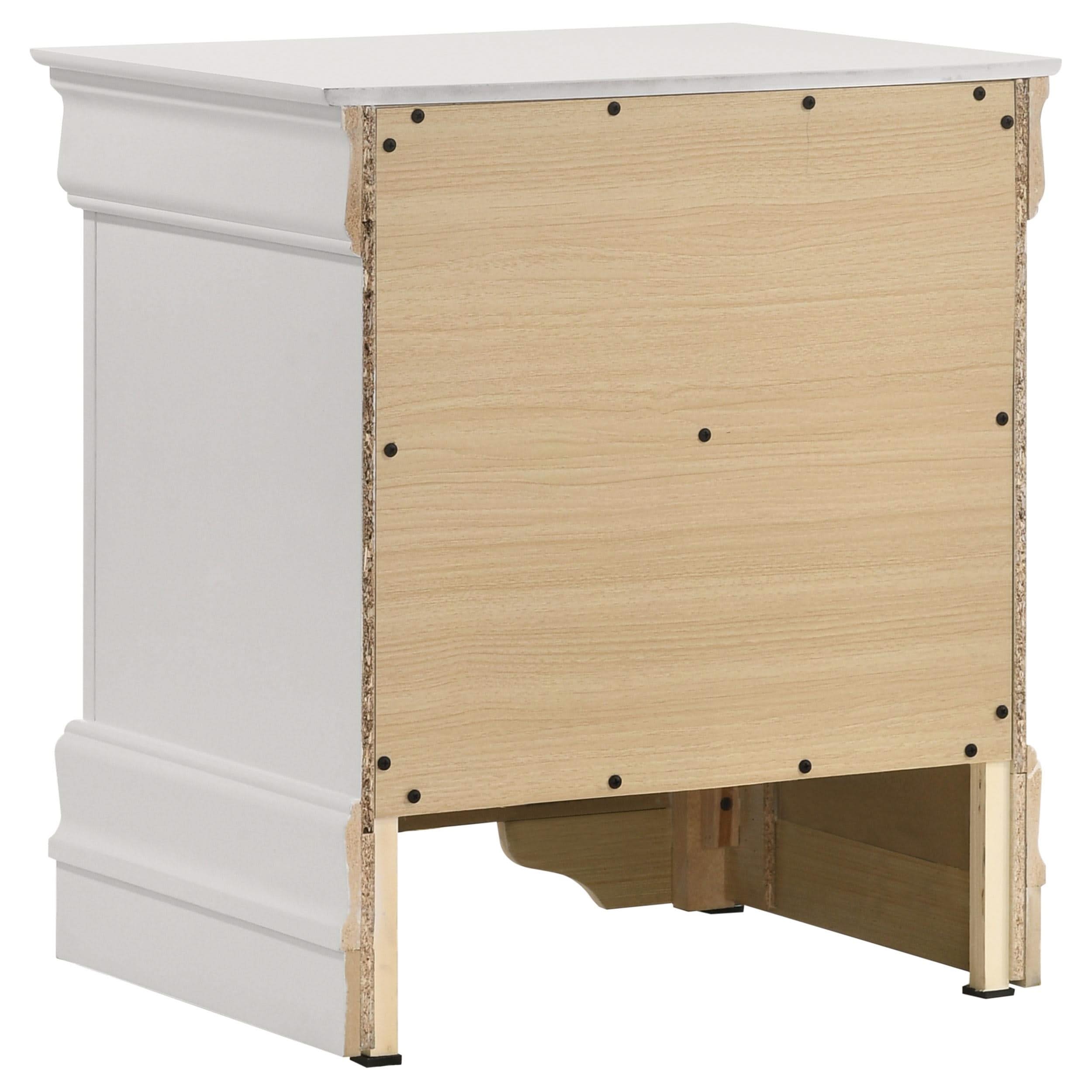 Juego de dormitorio Louis Philippe de 4 piezas en color blanco con cama tamaño king
