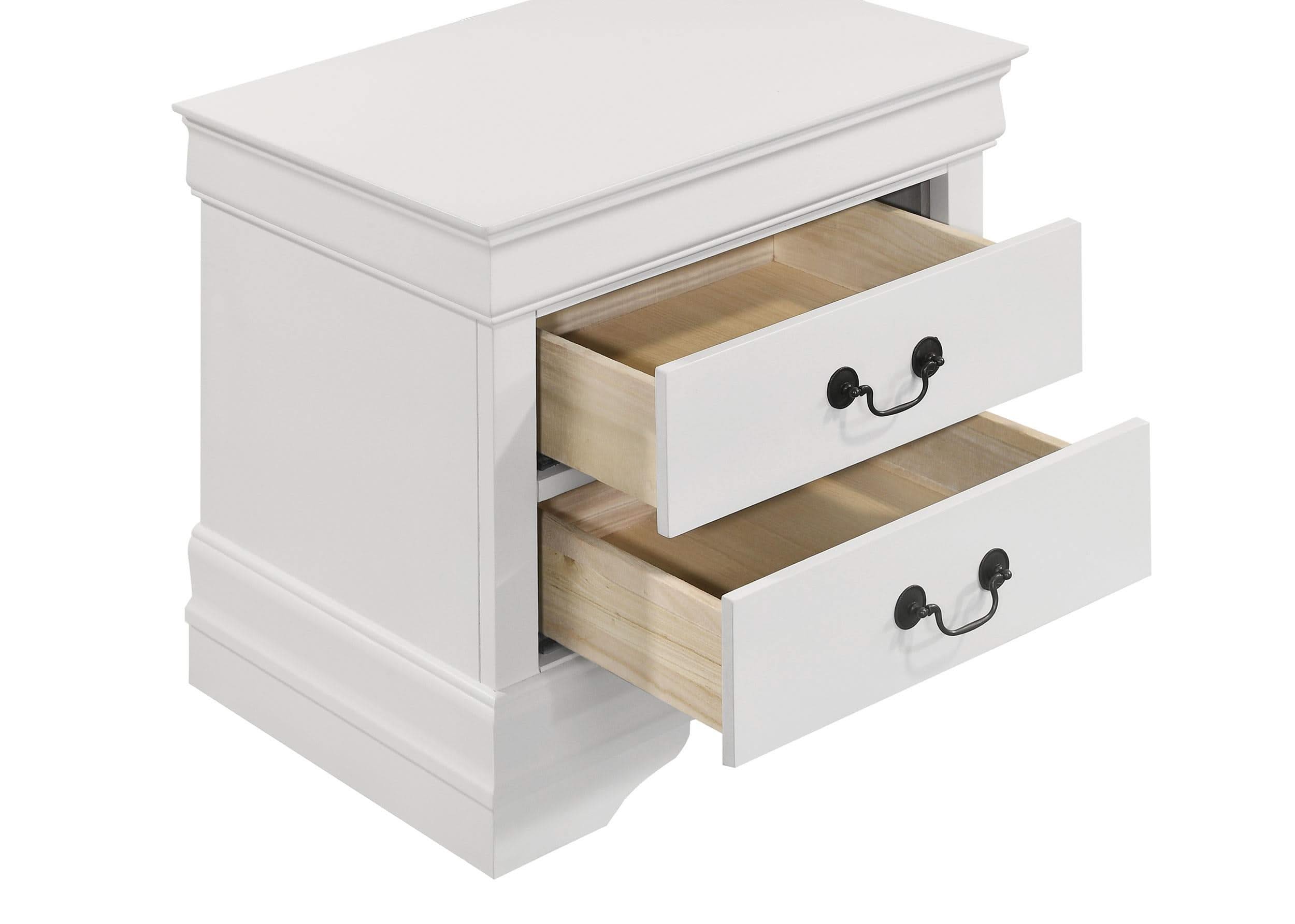 Juego de dormitorio Louis Philippe de 4 piezas en color blanco con cama tamaño king