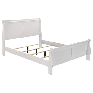 Cama Louis Philippe de 120 cm con paneles estilo trineo, color blanco
