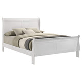 Cama Louis Philippe de 120 cm con paneles estilo trineo, color blanco