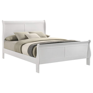 Cama Louis Philippe de 120 cm con paneles estilo trineo, color blanco