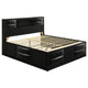 Cama con estantería de almacenamiento Briana Wood Eastern King, color negro