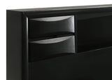 Cama con estantería de almacenamiento Briana Wood Eastern King, color negro