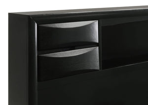 Cama con estantería de almacenamiento Briana Wood Eastern King, color negro