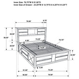 Cama con estantería de almacenamiento Briana Wood Eastern King, color negro