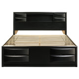 Cama con estantería de almacenamiento Briana Wood California King, color negro