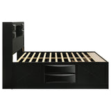 Cama con estantería de almacenamiento Briana Wood California King, color negro