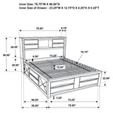 Cama con estantería de almacenamiento Briana Wood California King, color negro