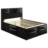 Cama Queen con librería y almacenaje Briana Wood, color negro