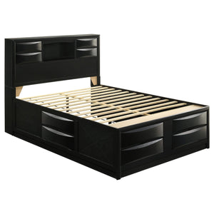 Cama Queen con librería y almacenaje Briana Wood, color negro