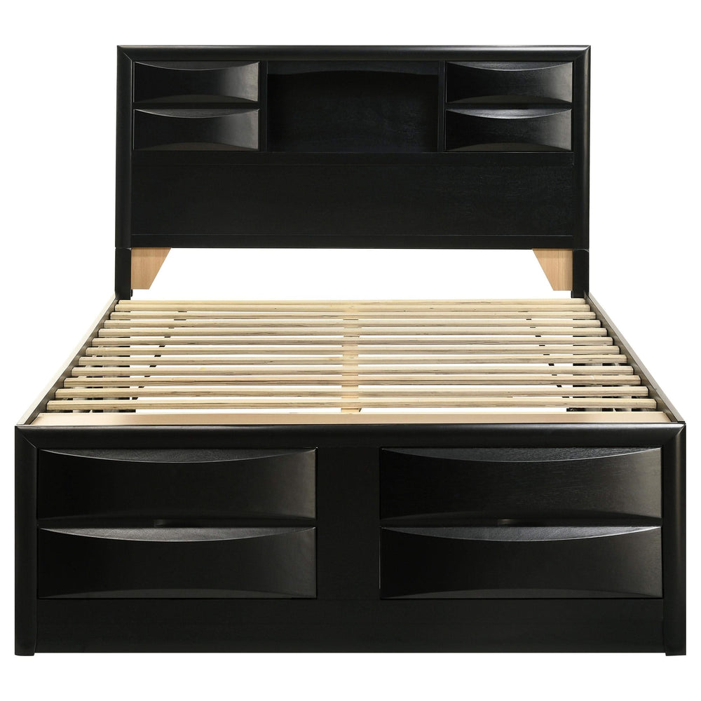 Cama Queen con librería y almacenaje Briana Wood, color negro