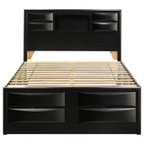 Cama Queen con librería y almacenaje Briana Wood, color negro