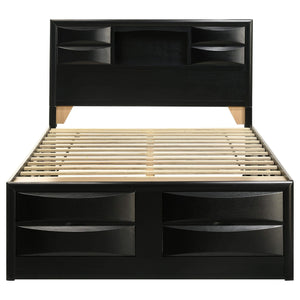 Cama Queen con librería y almacenaje Briana Wood, color negro