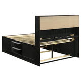 Cama Queen con librería y almacenaje Briana Wood, color negro