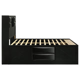 Cama Queen con librería y almacenaje Briana Wood, color negro