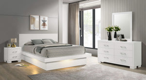 Jessica 4-piece Eastern King LED Bedroom Set Snow White