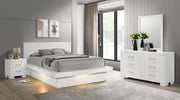 Jessica 4-piece California King LED Bedroom Set Cream White