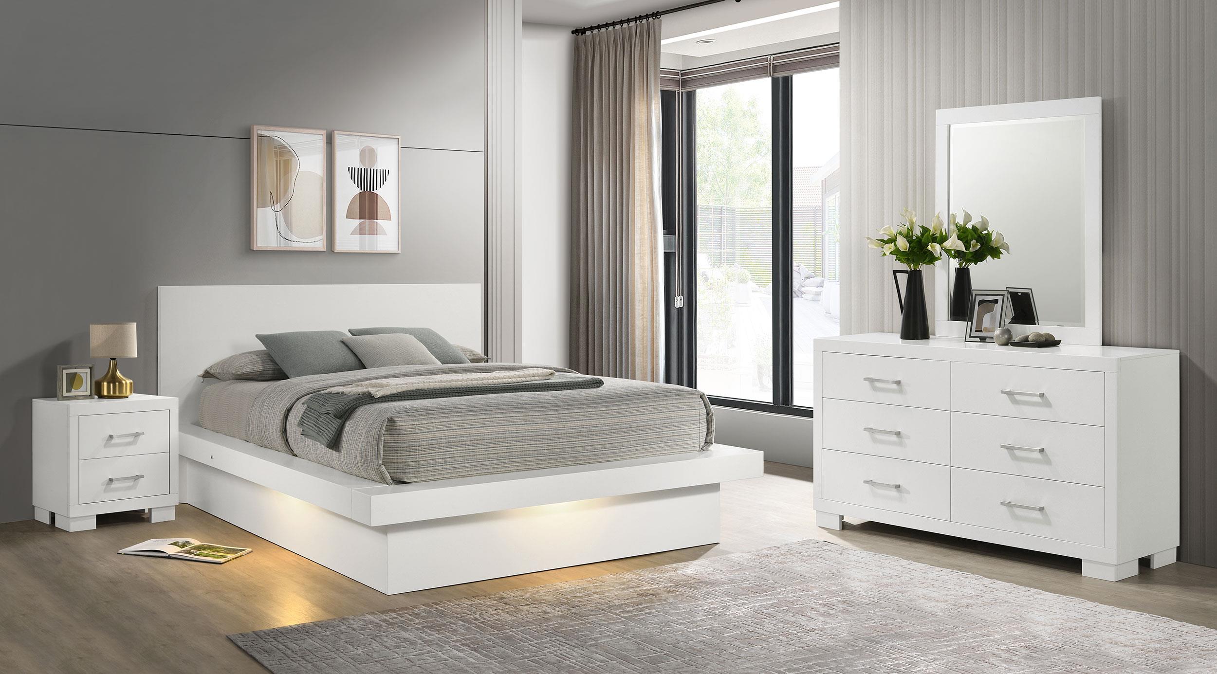 Jessica 4-piece California King LED Bedroom Set Cream White